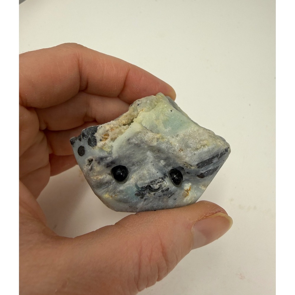 Set of 3 Blue Lace Agate & Aquamarine Crystal Rock Buddies Hand Carved Stone - Picture 9 of 12
